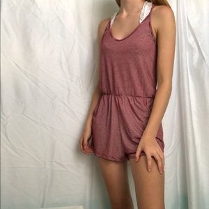 comfy red and white striped romper